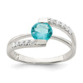 Sterling Silver Blue CZ w/CZ Accents Ring