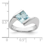 Sterling Silver Rhodium-plated Polished Blue CZ Ring