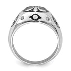 Sterling Silver Rhodium-plated Polished White Topaz Fleur De Lis Ring