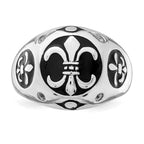 Sterling Silver Rhodium-plated Polished White Topaz Fleur De Lis Ring