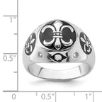 Sterling Silver Rhodium-plated Polished White Topaz Fleur De Lis Ring