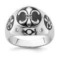 Sterling Silver Rhodium-plated Polished White Topaz Fleur De Lis Ring