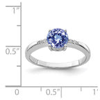 Sterling Silver Rhodium Round Tanzanite & Diam. Ring