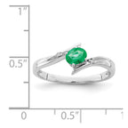 Sterling Silver Rhodium-plated Emerald and Diamond Ring