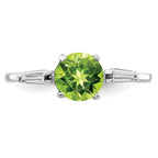 Sterling Silver Rhodium Peridot & CZ Ring