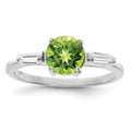 Sterling Silver Rhodium Peridot & CZ Ring