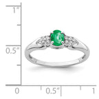 Sterling Silver Rhodium-plated Emerald and White Sapphire Ring