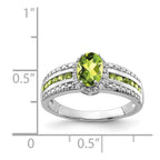 Sterling Silver Rhodium Polished Peridot & White Topaz Ring