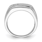 Sterling Silver Rhodium Plated Men's Polished Diam. Ring