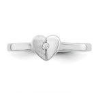 Sterling Silver Polished & Satin CZ Heart Children's Ring