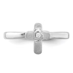 Sterling Silver Rhodium-plated Polished CZ Cross Ring