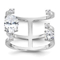 Sterling Silver Rhodium-plated CZ Adjustable Ring