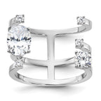 Sterling Silver Rhodium-plated CZ Adjustable Ring