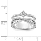 Sterling Shimmer Sterling Silver Rhodium-plated 27 Stone CZ Ring