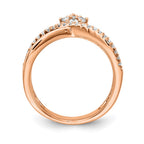 Sterling Shimmer Sterling Silver Rose-tone Flash Rose Gold-plated 27 Stone CZ Ring