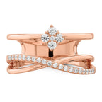 Sterling Shimmer Sterling Silver Rose-tone Flash Rose Gold-plated 27 Stone CZ Ring