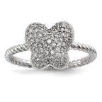 Sterling Silver Rhodium-plated CZ Butterfly Ring