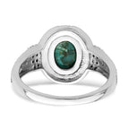 Sterling Silver Rhodium-plated Oxidized Faceted Recon. Turquoise Ring