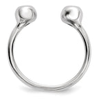 Sterling Silver Rhodium-plated Polished CZ Adjustable Cuff Ring