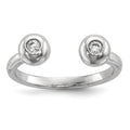 Sterling Silver Rhodium-plated Polished CZ Adjustable Cuff Ring