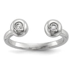 Sterling Silver Rhodium-plated Polished CZ Adjustable Cuff Ring