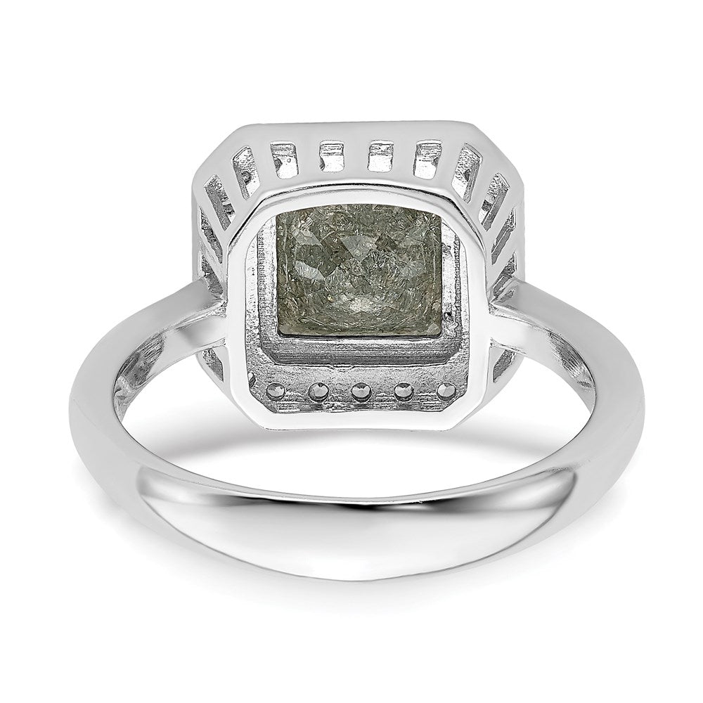 Sterling Silver Rhodium-plated Dark Gray Ice CZ Polished Ring