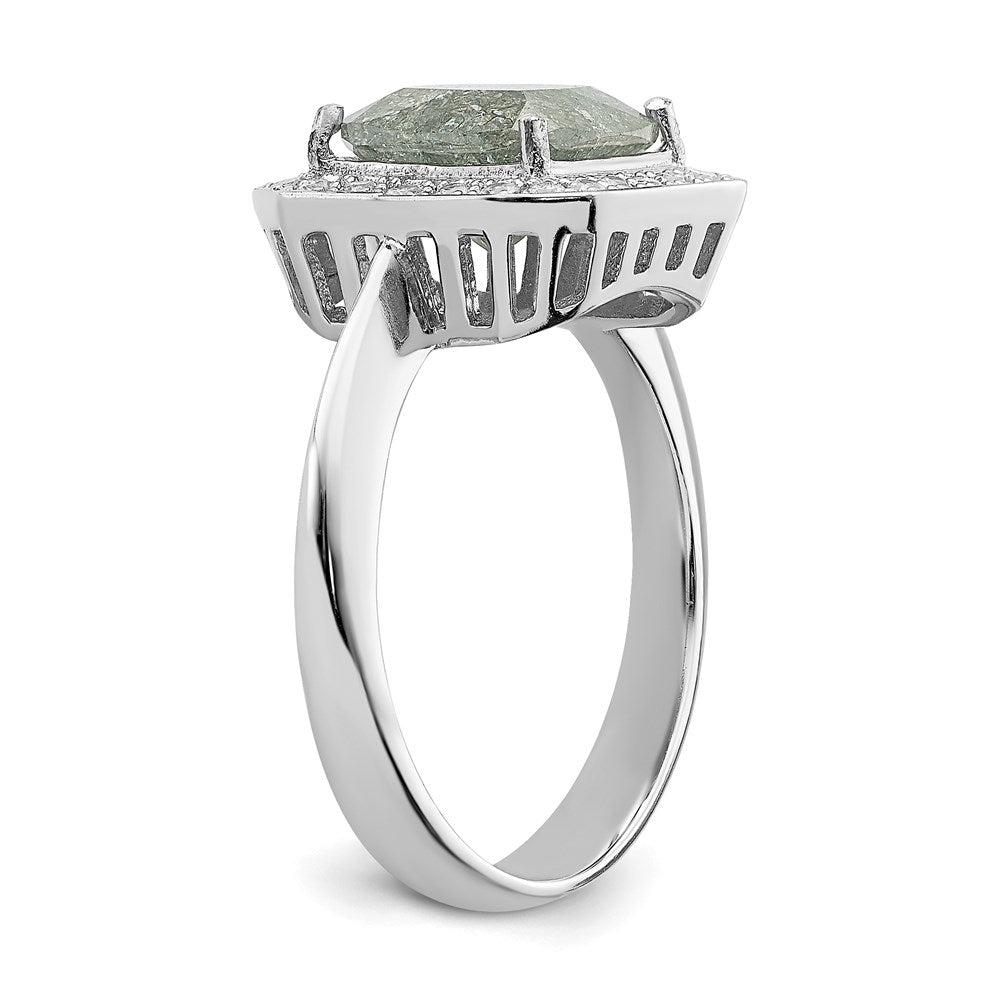 Sterling Silver Rhodium-plated Dark Gray Ice CZ Polished Ring