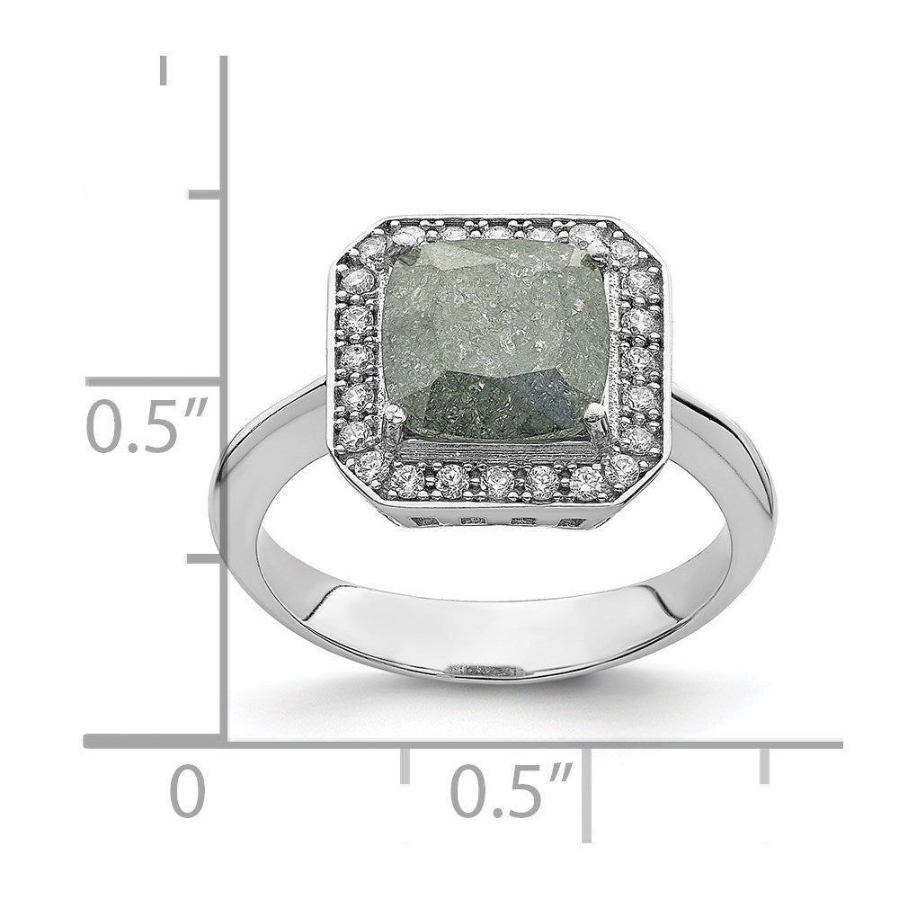 Sterling Silver Rhodium-plated Dark Gray Ice CZ Polished Ring