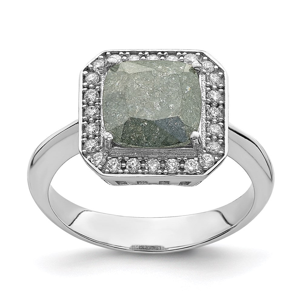 Sterling Silver Rhodium-plated Dark Gray Ice CZ Polished Ring