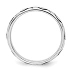 Sterling Silver Rhodium-plated Polished Antiqued Ichthus Ring