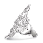 Sterling Silver Rhodium-plated Polished & Textured Circles Ring