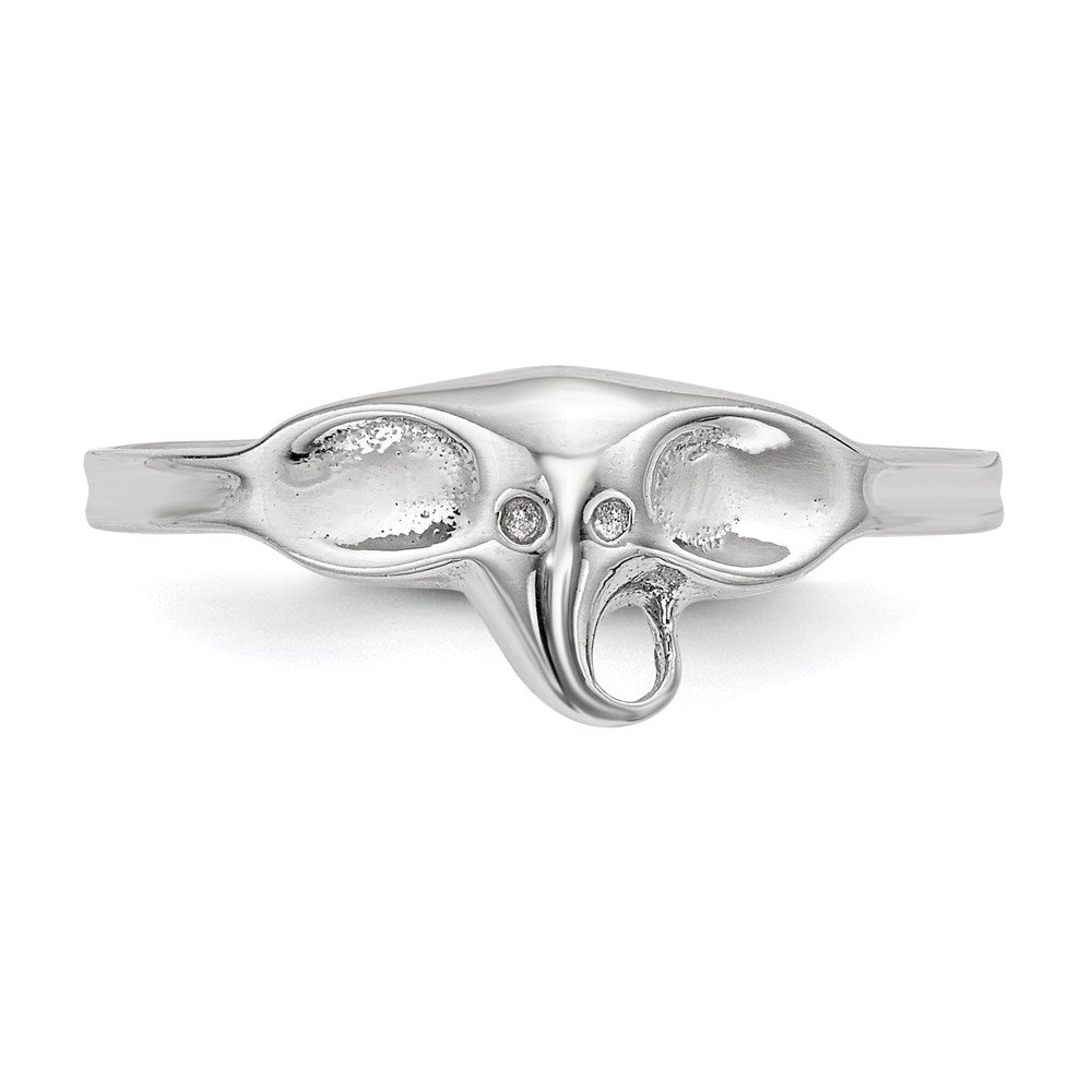 Sterling Silver Rhodium-plated Polished Elephant Ring