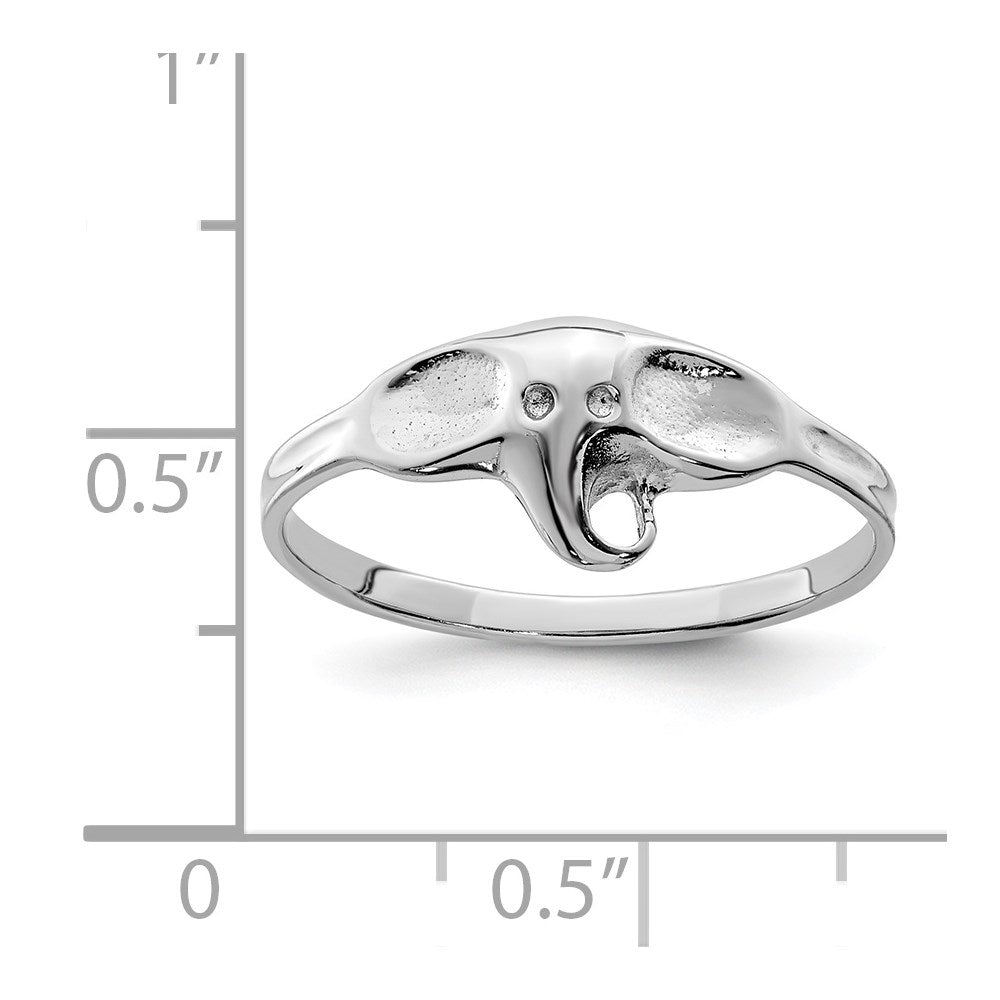 Sterling Silver Rhodium-plated Polished Elephant Ring
