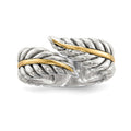 Sterling Silver w/14k Antiqued Leaves Bypass Ring