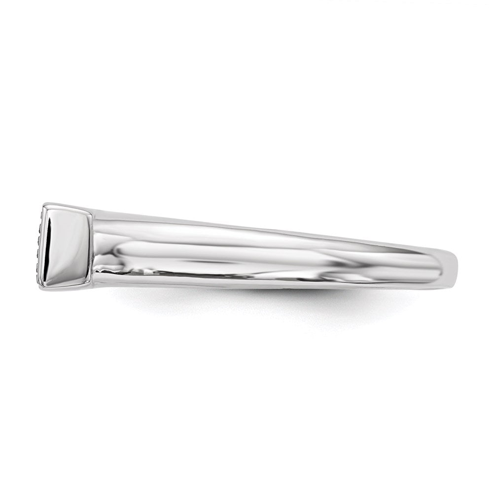 Sterling Silver Rhodium-plated CZ Bar Ring