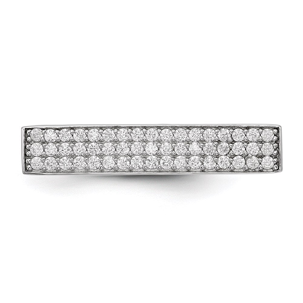 Sterling Silver Rhodium-plated CZ Bar Ring