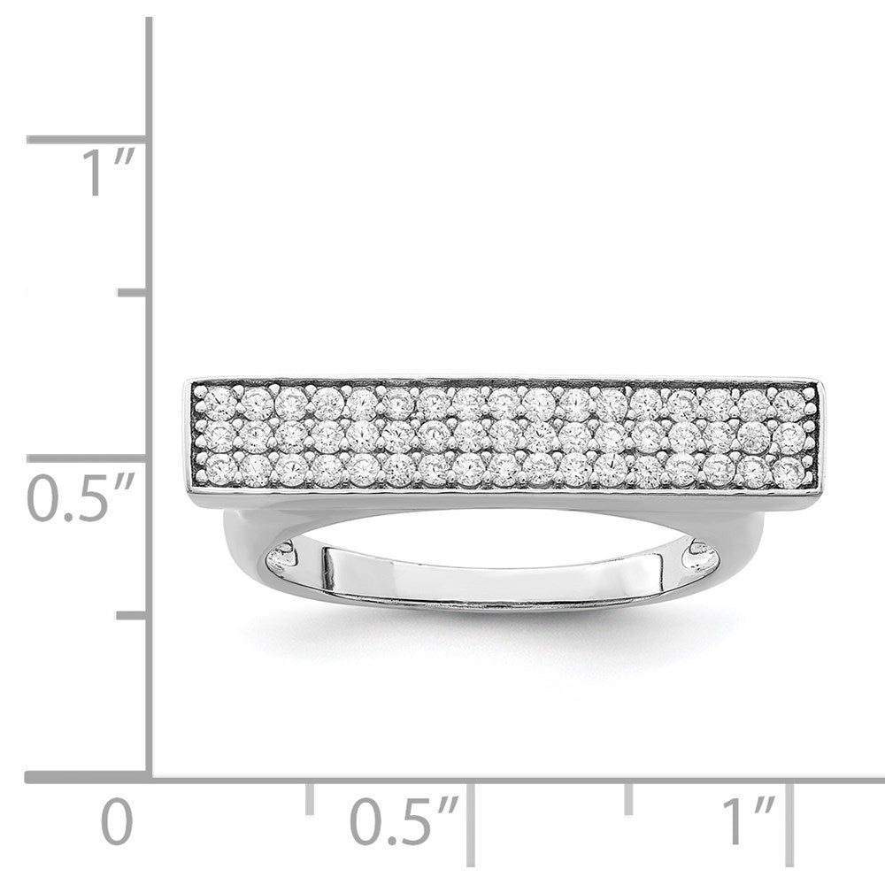 Sterling Silver Rhodium-plated CZ Bar Ring