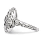 Sterling Silver Rhodium-plated Black and White CZ Evil Eye Ring