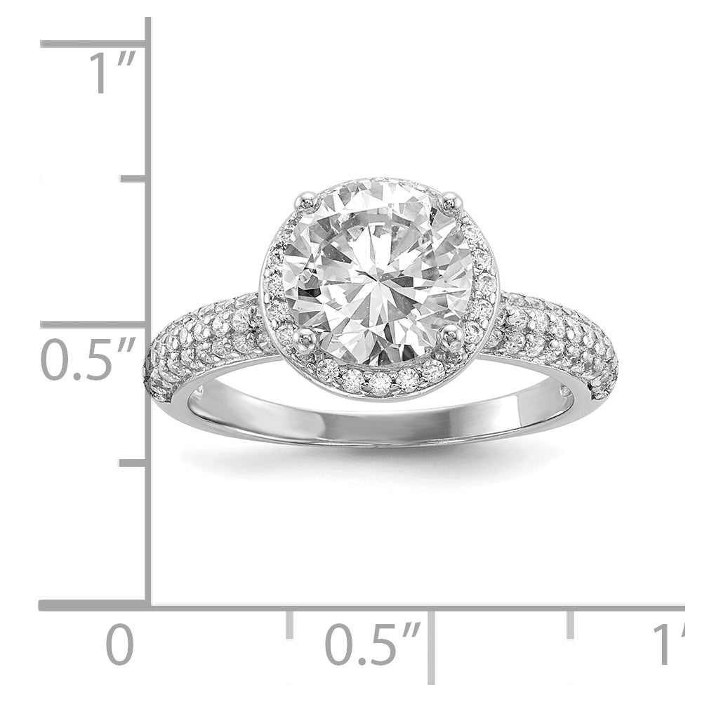 Sterling Silver Rhodium-plated CZ Pav‚ Ring