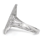 Sterling Silver Rhodium-plated CZ Moon w/Star Polished Ring