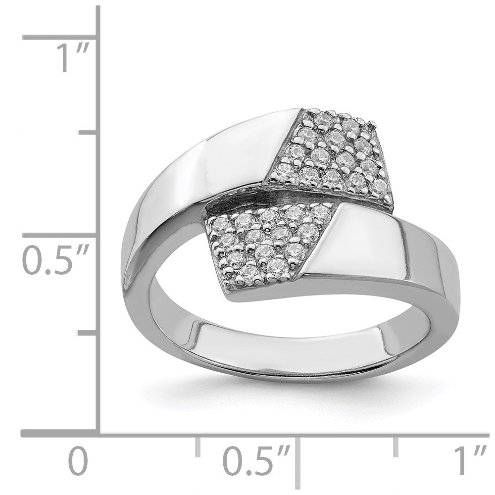 Sterling Silver Rhodium-plated Polished with CZ Ring