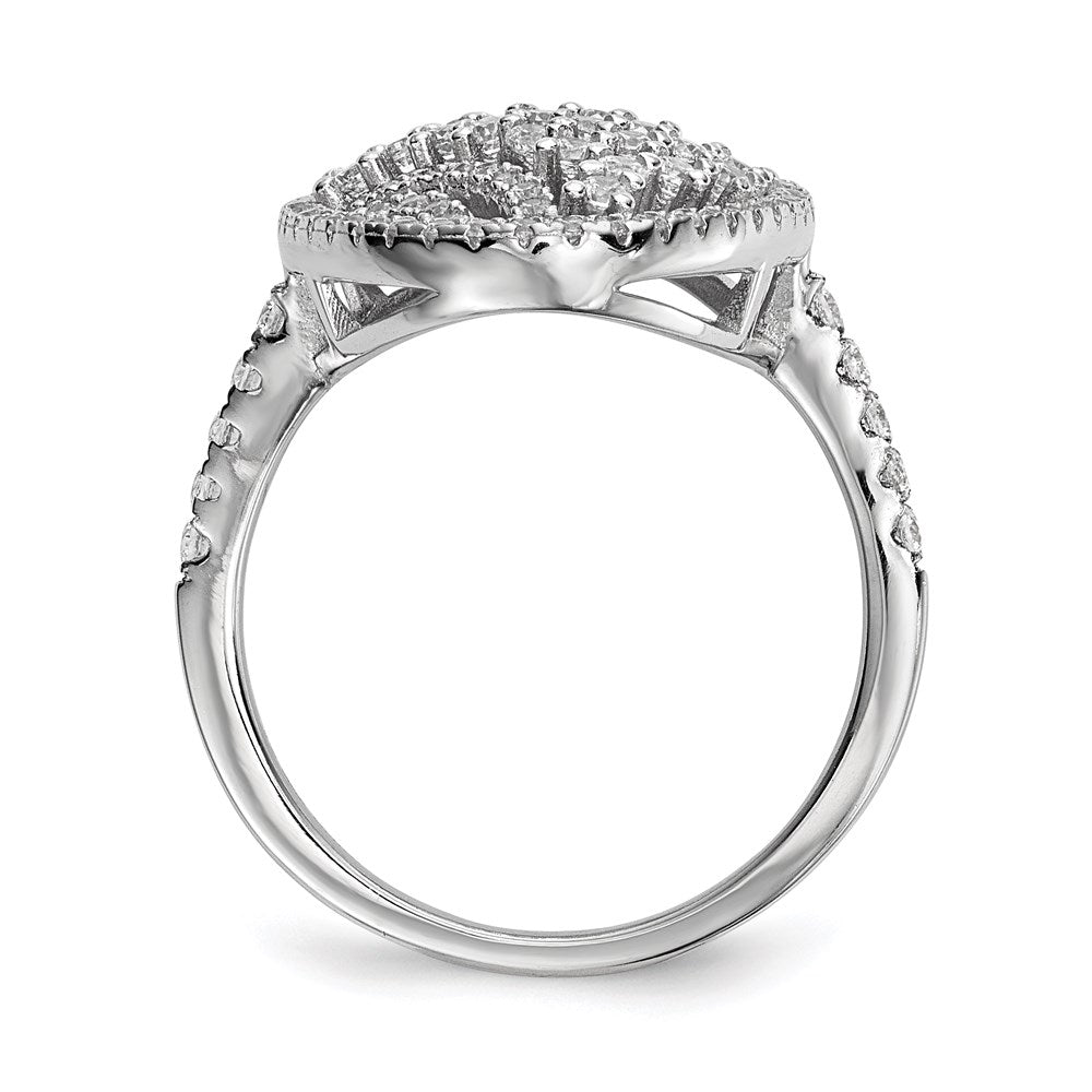Pure Fire Sterling Silver Rhod-plated CZ Ring