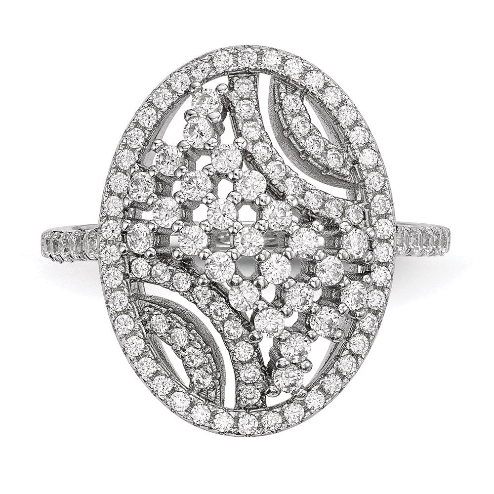 Pure Fire Sterling Silver Rhod-plated CZ Ring