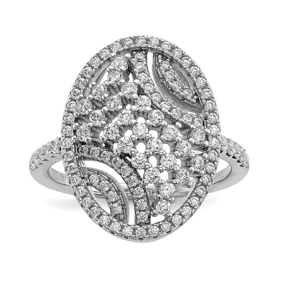 Pure Fire Sterling Silver Rhod-plated CZ Ring