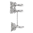 Sterling Silver Rhodium-plated CZ Leaf with Extender Ring