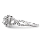 Sterling Silver Rhodium-plated CZ Two Stone Halo Ring