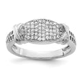 Sterling Silver Rhodium-plated CZ Ring