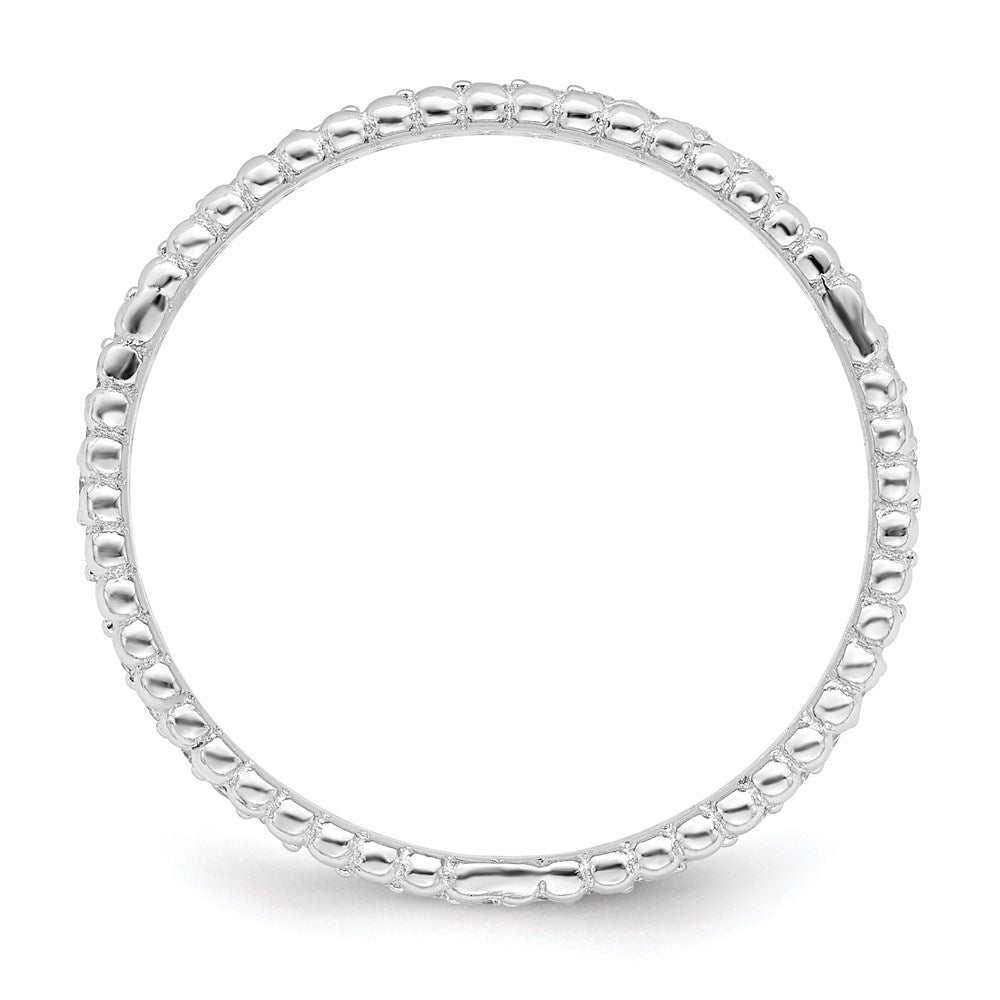 Sterling Silver Rhodium-plated Polished CZ 5.0mm Band