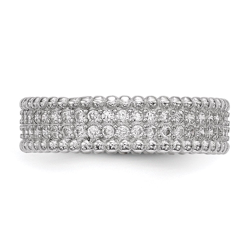 Sterling Silver Rhodium-plated Polished CZ 5.0mm Band