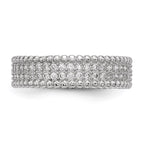 Sterling Silver Rhodium-plated Polished CZ 5.0mm Band